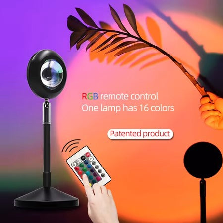 3-in-1 Sunset Lamp with Remote-16 Colors LED Light, Adjustable Brightness & Modes