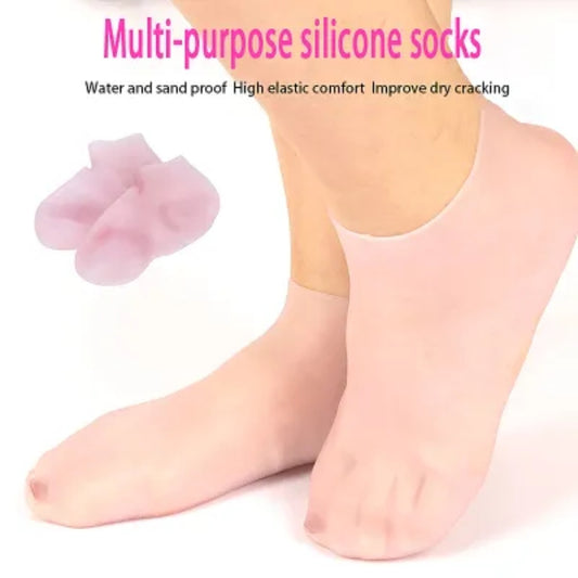 Silicone Gel Socks for Foot Care Moisturizing Heel Pads for Dry and Cracked Feet