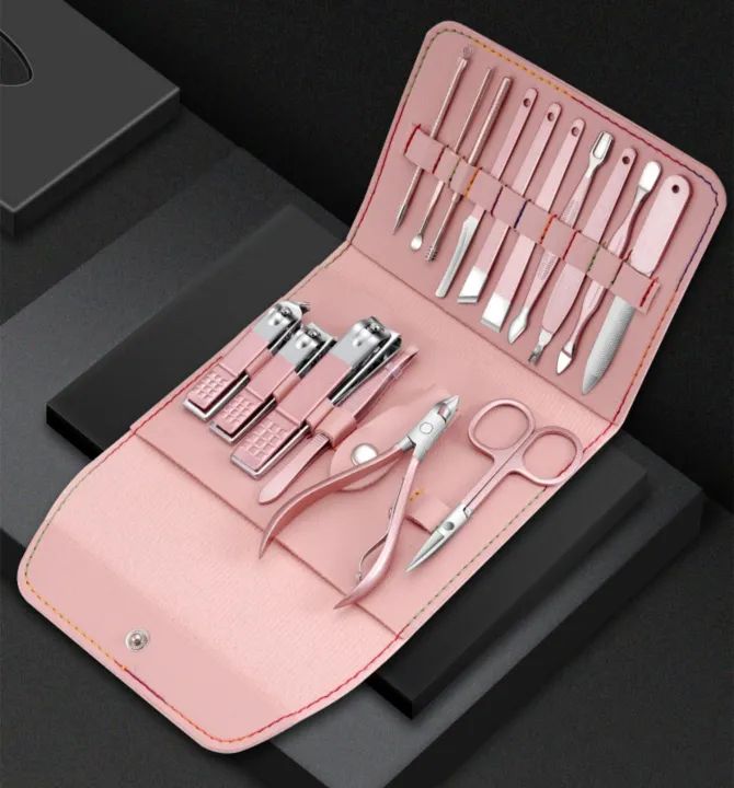 16 in 1 Stainless Steel Nail Cutter & Manicure Set with Folding Case