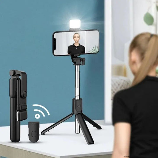 4 in 1 Wireless Selfie Stick Tripod with Fill Light & Bluetooth Remote