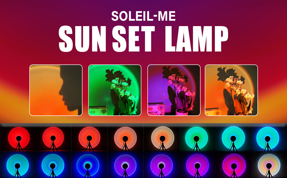 3-in-1 Sunset Lamp with Remote-16 Colors LED Light, Adjustable Brightness & Modes