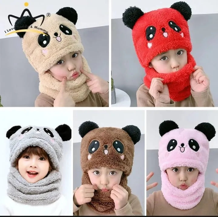 Kids Winter Hat Scarf with Warm Fleece Ear and Neck Protection