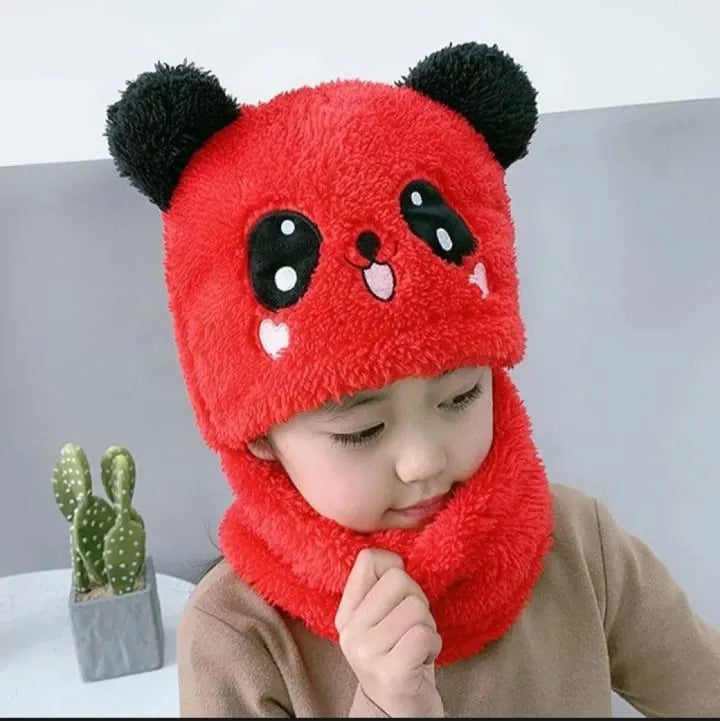 Kids Winter Hat Scarf with Warm Fleece Ear and Neck Protection