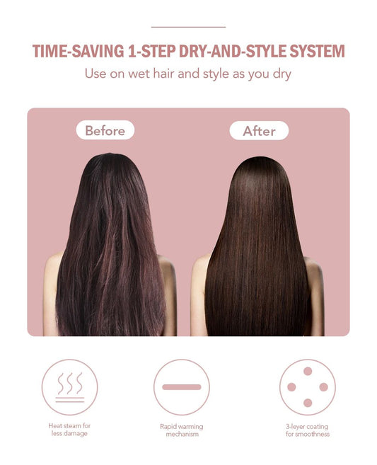 Hot Air Brush One-Step Hair Dryer Straightener and Curler Comb
