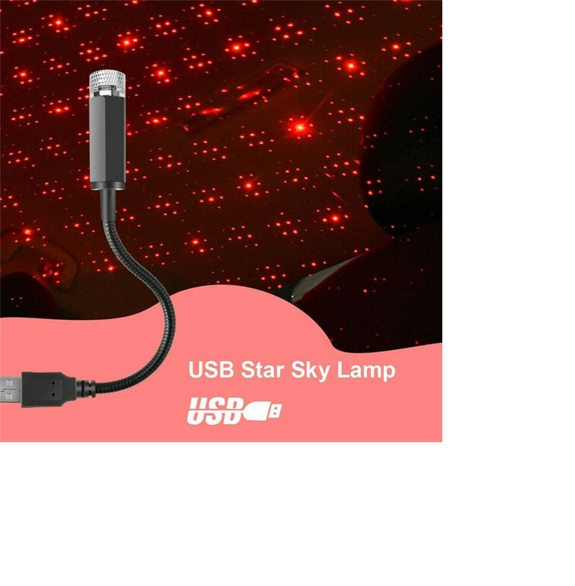 USB Powered LED Galaxy Star Night Light Red for Car and Bedroom