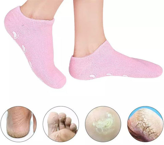 WalTok Moisturizing Spa Socks Cotton Gel Lining with Essential Oils for Softening Dry Cracked Feet