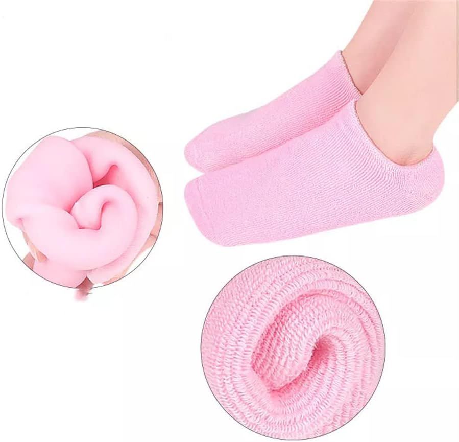 WalTok Moisturizing Spa Socks Cotton Gel Lining with Essential Oils for Softening Dry Cracked Feet