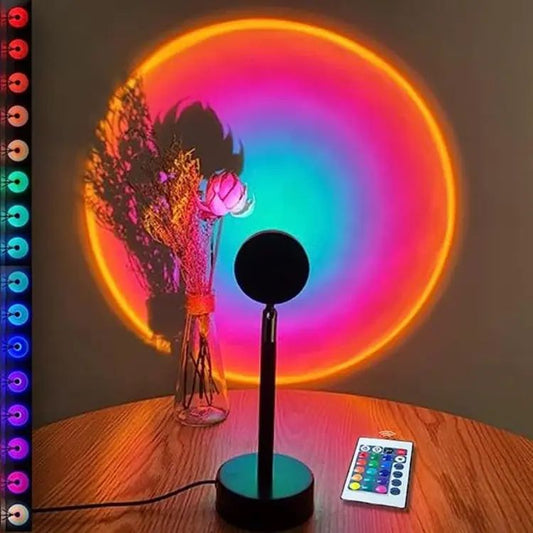 3-in-1 Sunset Lamp with Remote-16 Colors LED Light, Adjustable Brightness & Modes
